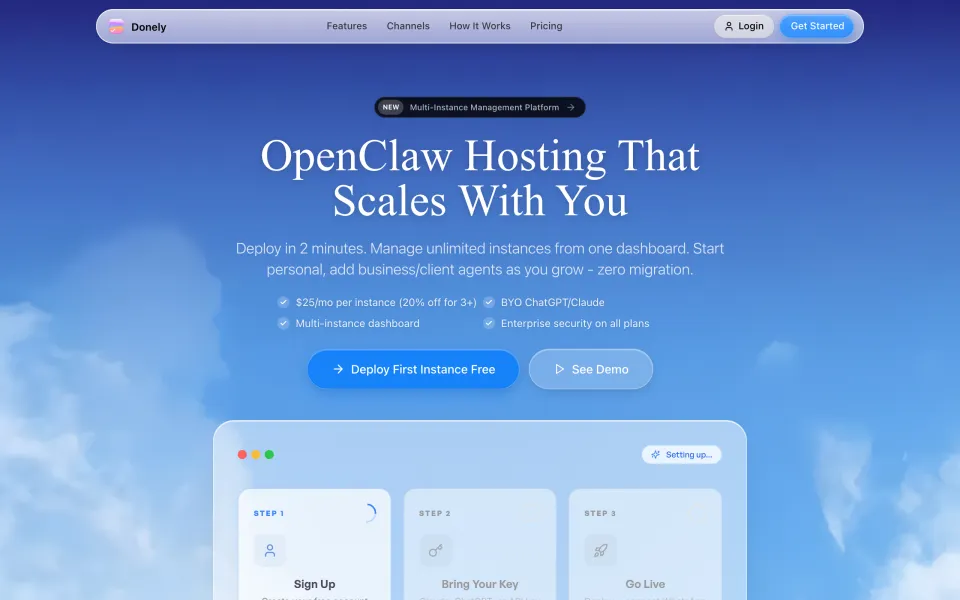 Donely homepage